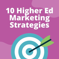 Search Influence's higher education marketing graphic for a blog titled: '10 Winning Higher Ed Marketing Strategies'